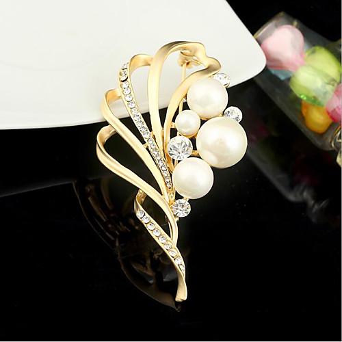 

Women's Cubic Zirconia Brooches Classic Paper Clip Stylish Simple Classic Brooch Jewelry Gold Silver For Party Gift Daily Work Festival