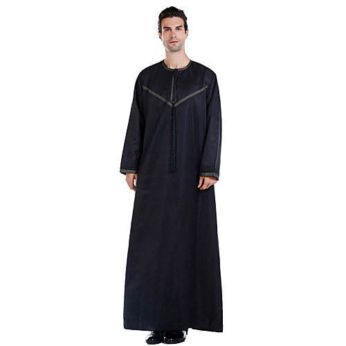

Men's Daily / Work Fall / Winter / Fall & Winter Long Abaya, Solid Colored Round Neck Long Sleeve Polyester White / Black / Beige