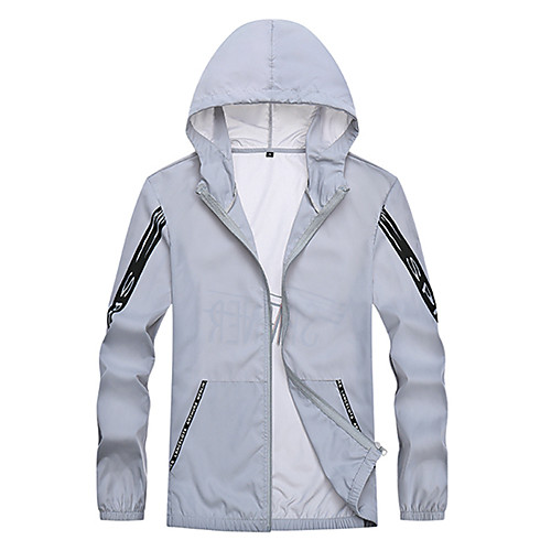 

Men's Daily / Sports Basic Spring & Fall / Spring & Summer Regular Jacket, Color Block / Letter Hooded Long Sleeve Nylon Print Blue / White / Black