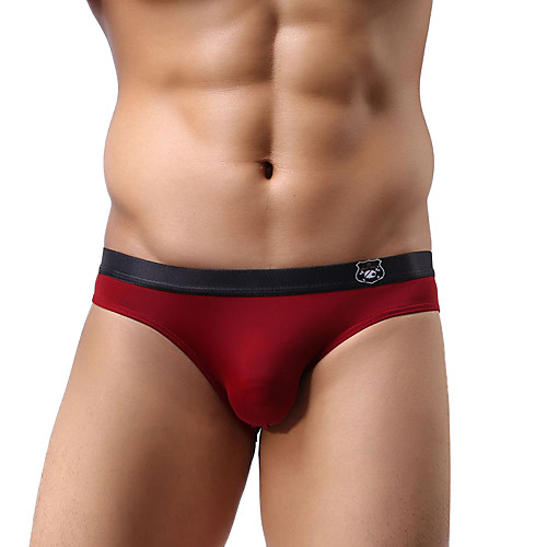 

Men's Basic Briefs Underwear Low Waist Wine Light Blue Fuchsia S M L
