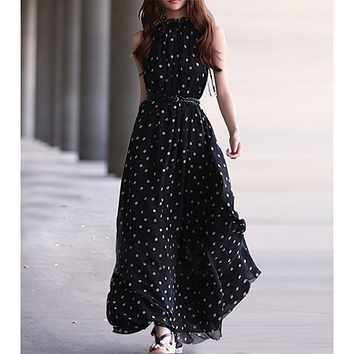 

Women's Red White Dress Elegant Sheath Polka Dot S M