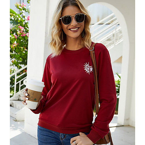 

Women's Daily T-shirt - Solid Colored Wine