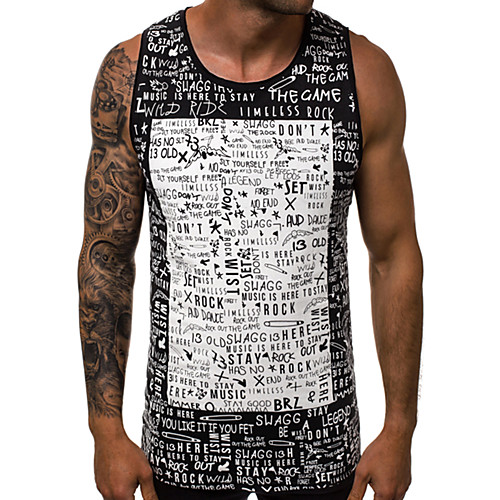 

Men's Daily Tank Top - Color Block / Letter Red