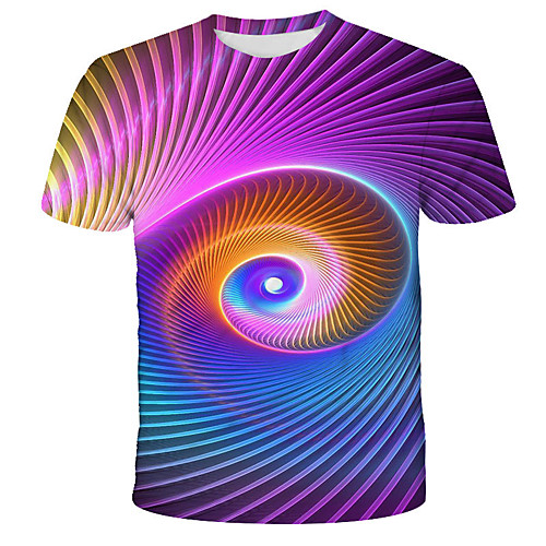 

Men's 3D Tie Dye Fantastic Beasts Print T-shirt Street chic Exaggerated Daily Holiday Round Neck Rainbow / Short Sleeve