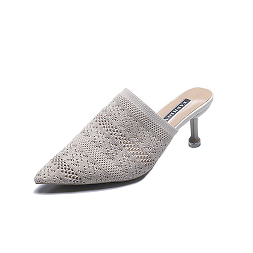 

Women's Heels Kitten Heel Pointed Toe Ribbon Tie Mesh / Tissage Volant Sweet / Minimalism Walking Shoes Spring & Summer / Fall & Winter Yellow / Black / Beige