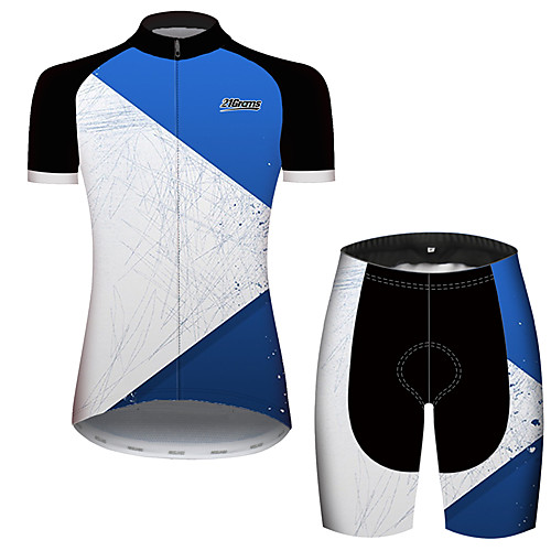 

21Grams Women's Short Sleeve Cycling Jersey with Shorts Blue / White Plaid / Checkered Patchwork Geometic Bike Clothing Suit Breathable Quick Dry Ultraviolet Resistant Sweat-wicking Sports Plaid