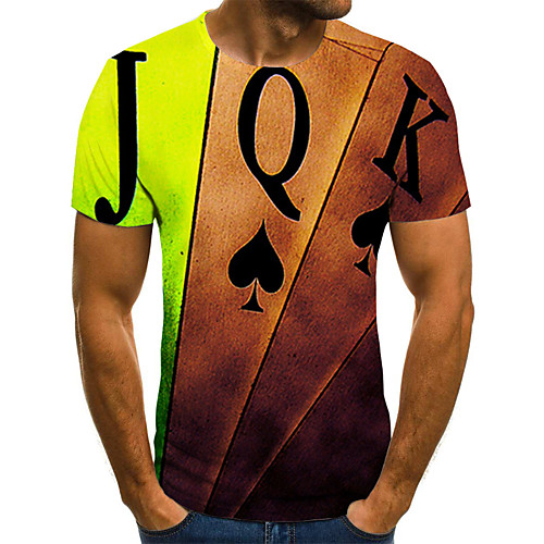 

Men's Daily Going out Street chic / Exaggerated T-shirt - Geometric / 3D / Graphic Pleated / Print Rainbow