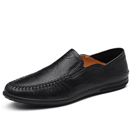 

Men's Cowhide Summer / Spring & Summer Casual Loafers & Slip-Ons Walking Shoes Breathable Light Brown / Brown / Black