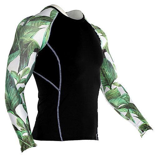 

Men's Patchwork Compression Shirt Running Shirt Running Active Training Jogging Windproof Breathable Soft Sportswear Compression Clothing Top Long Sleeve Activewear Stretchy