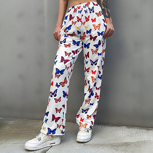 

Women's Sporty Sweatpants Pants - 3D Print White S M L