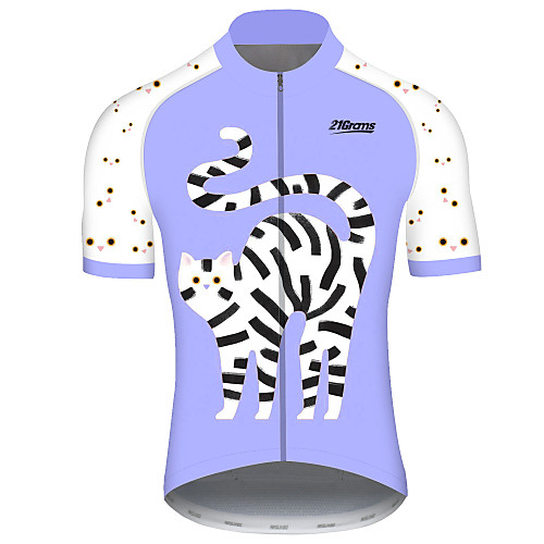 

21Grams Men's Short Sleeve Cycling Jersey 100% Polyester Blue Cat Animal Bike Jersey Top Mountain Bike MTB Breathable Quick Dry Ultraviolet Resistant Sports Clothing Apparel / Micro-elastic