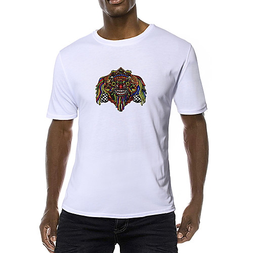 

Men's Daily Sports Business / Basic T-shirt - Rainbow Black & White, Print Yellow