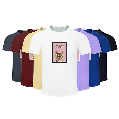 

Men's Women's Cotton Running T-Shirt Workout Shirt Round Neck Running Active Training Jogging Breathable Quick Dry Moisture Wicking Sportswear Cat Plus Size Tee / T-shirt Top Short Sleeve Activewear