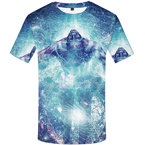 

Men's Daily Sports Basic / Street chic T-shirt - 3D / Graphic Print Light Blue