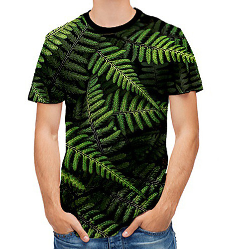 

Men's Plus Size 3D Print T-shirt Basic Daily Round Neck Green / Short Sleeve
