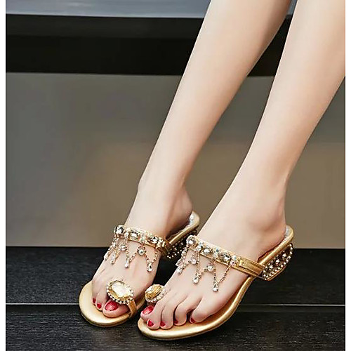 

Women's Sandals Chunky Heel Open Toe PU Summer Gold / Black / Silver