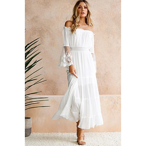 

Women's White Dress A Line Solid Color S M