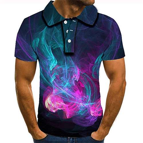 

Men's Daily Going out Street chic / Exaggerated Polo - Color Block / 3D / Graphic Rainbow