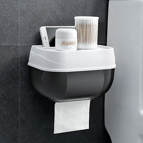 

Wall Mount Toilet Paper Holder Shelf Tissue Box Waterproof Toilet Paper Tray Roll Paper Tube Bathroom Storage Box Organizer