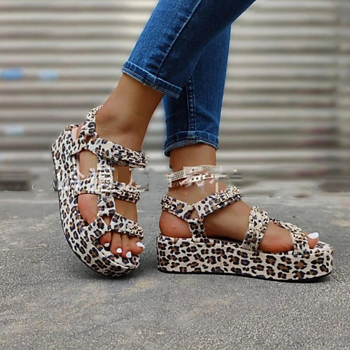 

Women's Sandals Flat Heel Open Toe PU Summer Brown