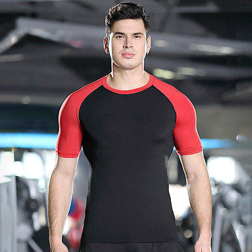 

Men's Daily Sports Basic / Street chic T-shirt - Color Block / Solid Colored Patchwork Yellow