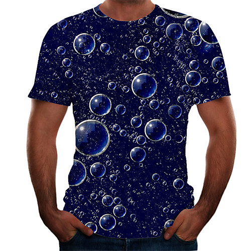 

Men's Daily Basic T-shirt - Color Block / 3D Print Blue