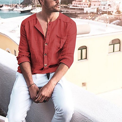 

Men's Daily Basic Shirt - Solid Colored Red
