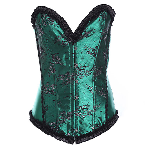 

Women's Lace Up Corset Set - Sexy / Floral Botanical / Fashion, Tie Back Purple Red Green S M L