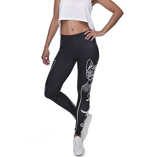 

Women's Sports / Yoga Sporty / Basic Legging - Print, Print Mid Waist Black One-Size