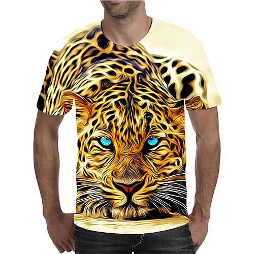 

Men's Daily Going out Street chic / Exaggerated T-shirt - Geometric / 3D / Graphic Pleated / Print Rainbow