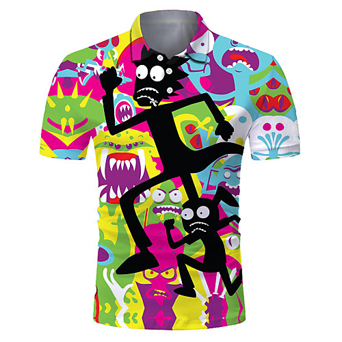 

Men's Club Weekend Rock / Exaggerated Polo - Color Block / 3D / Cartoon Print Rainbow