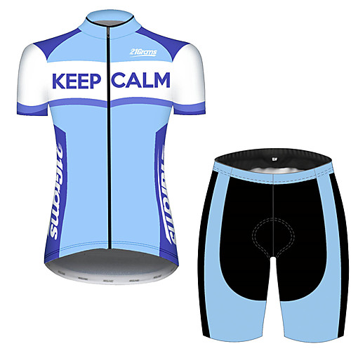 

21Grams Women's Short Sleeve Cycling Jersey with Shorts Blue / White Stripes Novelty Crown Bike Clothing Suit Breathable Quick Dry Ultraviolet Resistant Sweat-wicking Sports Stripes Mountain Bike MTB
