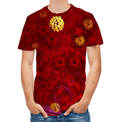 

Men's Daily Club Rock / Street chic T-shirt - Color Block / 3D / Abstract Print Red