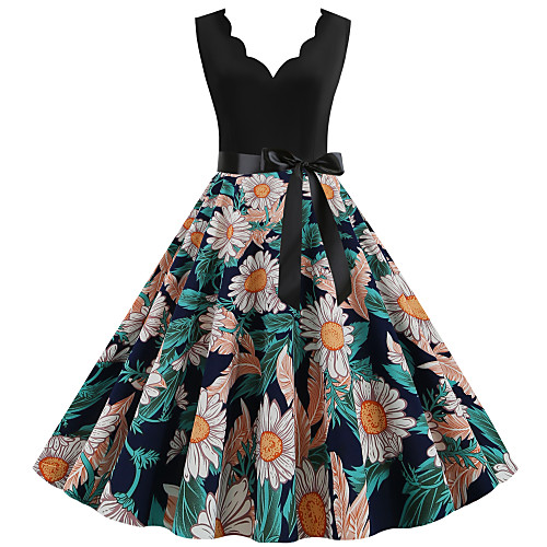 

Women's Black Dress Street chic Daily Going out Sheath Floral Print Print S M