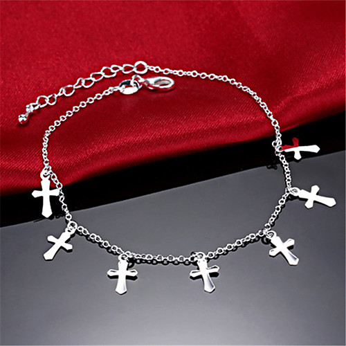 

Anklet Stylish Punk Trendy Women's Body Jewelry For Gift Date Copper Cross Silver 1 Piece