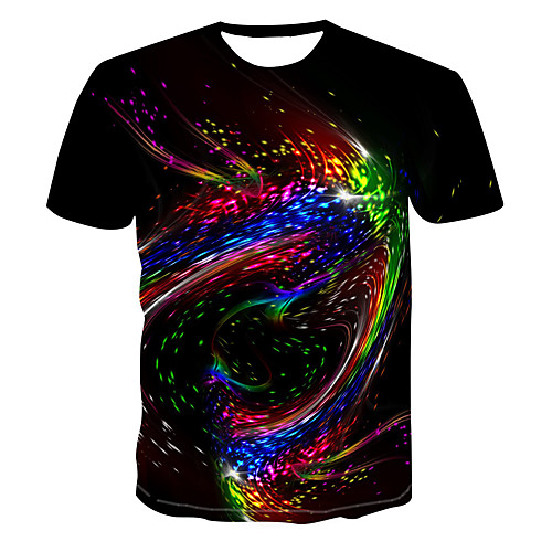 

Men's Club Weekend Street chic / Punk & Gothic T-shirt - Color Block / 3D / Abstract Print Rainbow