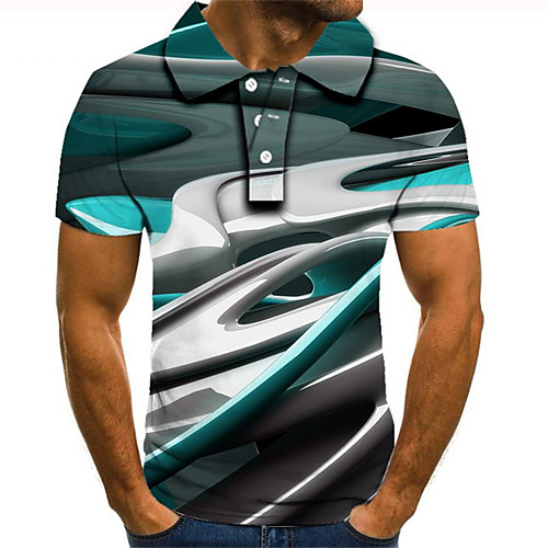 

Men's Daily Going out Street chic / Exaggerated Polo - Color Block / 3D / Graphic Rainbow