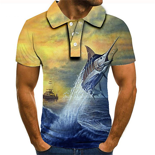 

Men's Daily Going out Street chic / Exaggerated Polo - Color Block / 3D / Graphic Rainbow