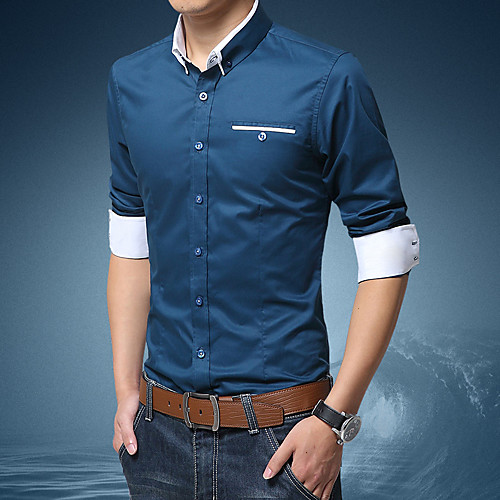 

Men's Daily Work Business / Basic Shirt - Solid Colored Blushing Pink