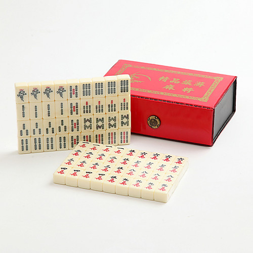 

Leather Boxed Poketable Travel Mini Mahjong with Ruler
