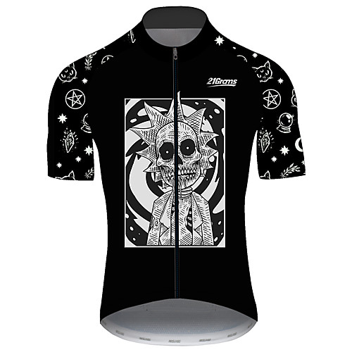 

21Grams Men's Short Sleeve Cycling Jersey Black / White Bike Jersey Top Mountain Bike MTB Road Bike Cycling UV Resistant Breathable Quick Dry Sports Clothing Apparel / Stretchy