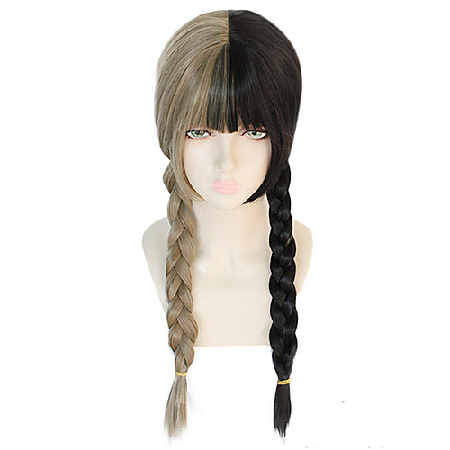 

GAGA LADY Cosplay Wigs Women's Braid Straight bangs 26 inch Heat Resistant Fiber Plaited Black Black Anime