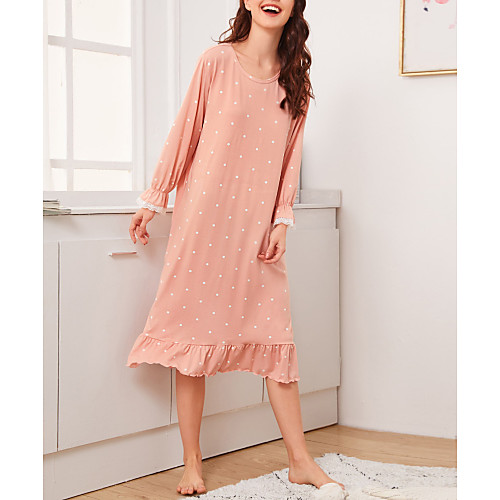 

Women's Round Neck Loungewear Pajamas Polka Dot / Floral