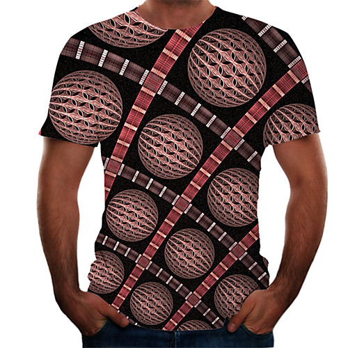 

Men's Daily Basic T-shirt - Color Block / 3D Print Black
