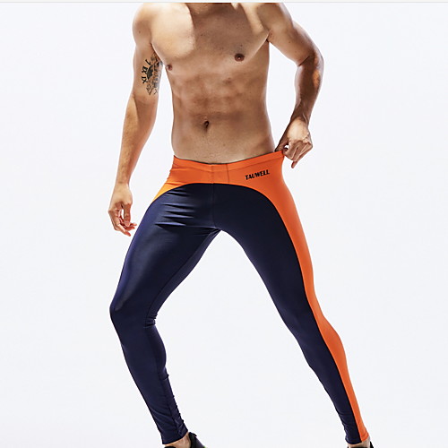

Men's Normal Cotton Sexy Long Johns Color Block Mid Waist