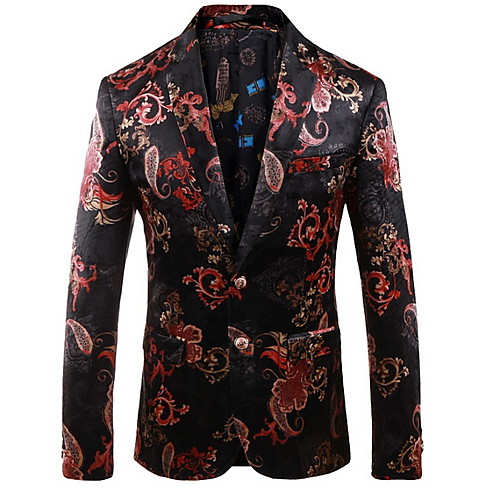 

Men's Blazer Notch Lapel Polyester Black