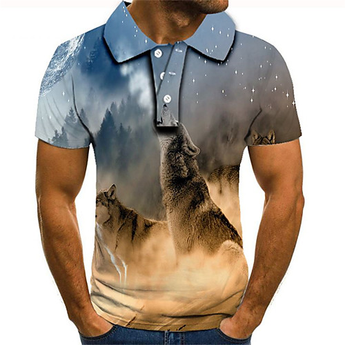 

Men's Plus Size Color Block 3D Polo Street chic Exaggerated Daily Going out Shirt Collar Rainbow / Short Sleeve