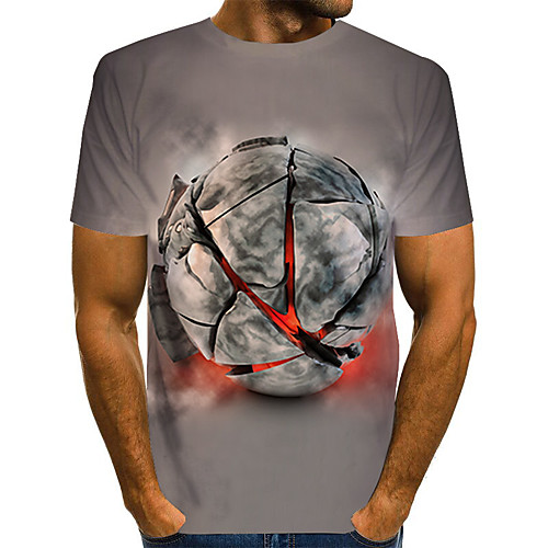 

Men's Daily Going out Basic / Street chic T-shirt - 3D / Graphic Print Gray