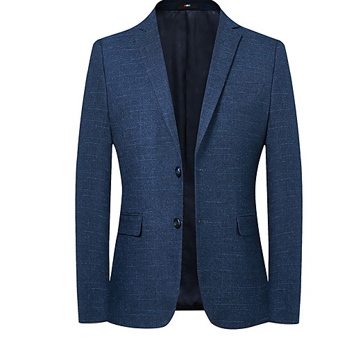 

Men's Blazer Notch Lapel Polyester Blue
