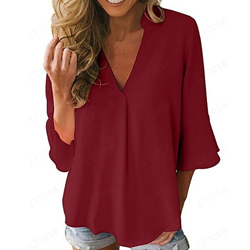 

Women's Daily T-shirt - Solid Colored Wine